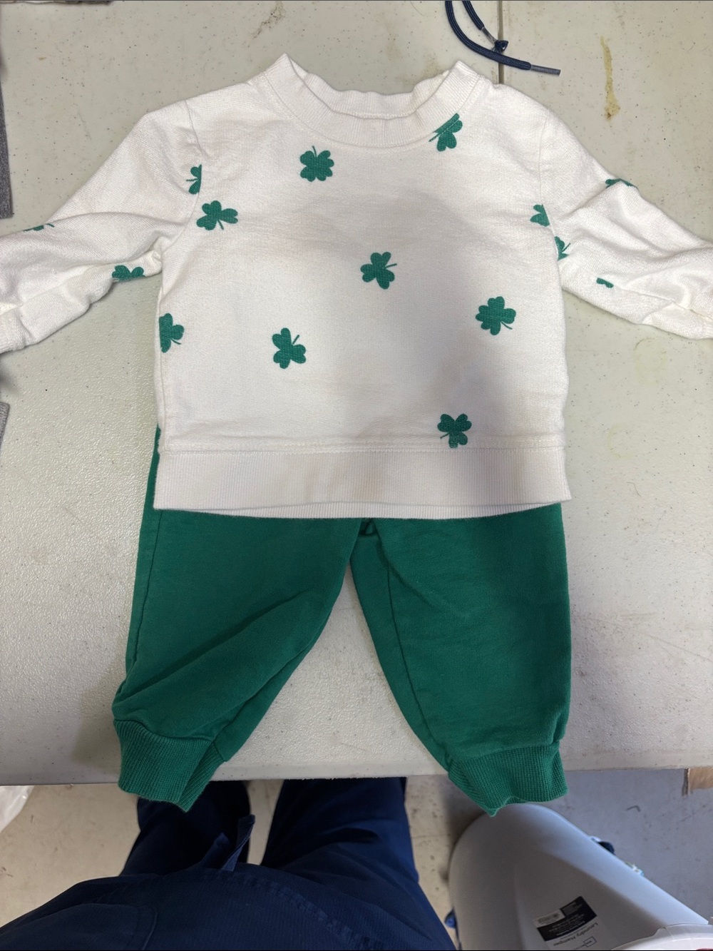 Carter's White Top with Green Clover Accents